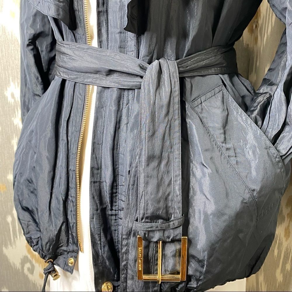 Ralph Lauren Black Luster Ruffled Nylon Windbreaker Jacket - Picture 13 of 16